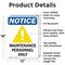 Signmission Maintenance Personnel Only, 12 in W x Rectangle, Aluminum OS-2PACK-NS-A-1218-V-14107 - alternate 2